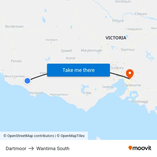 Dartmoor to Wantirna South map