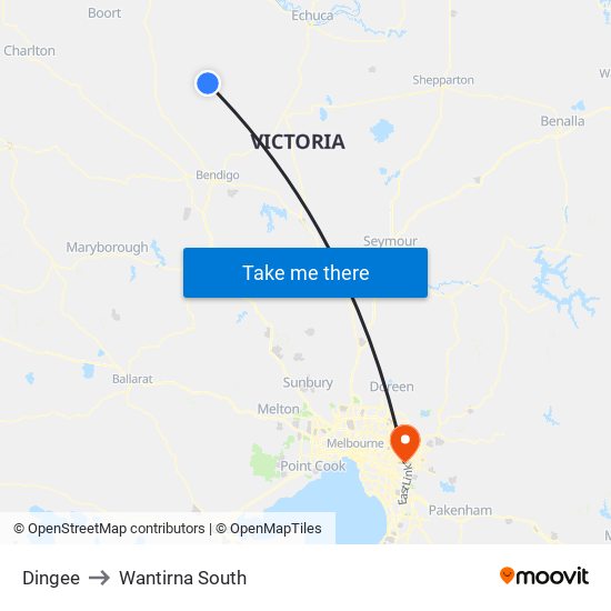 Dingee to Wantirna South map