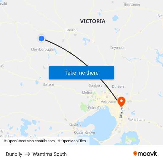 Dunolly to Wantirna South map