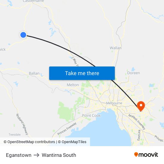 Eganstown to Wantirna South map