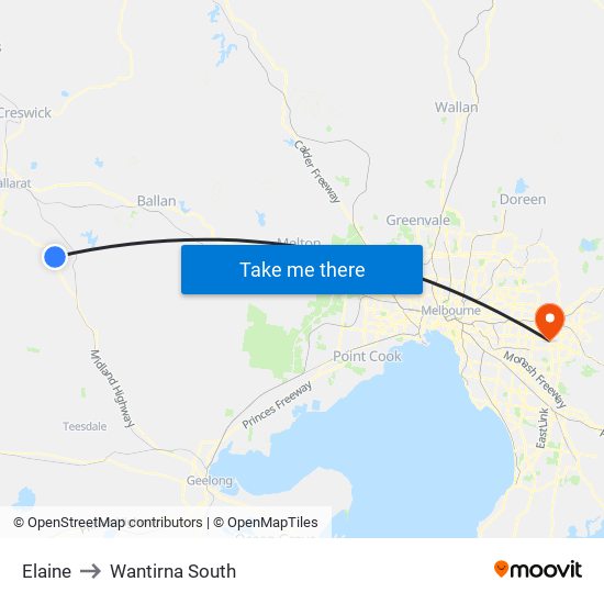 Elaine to Wantirna South map