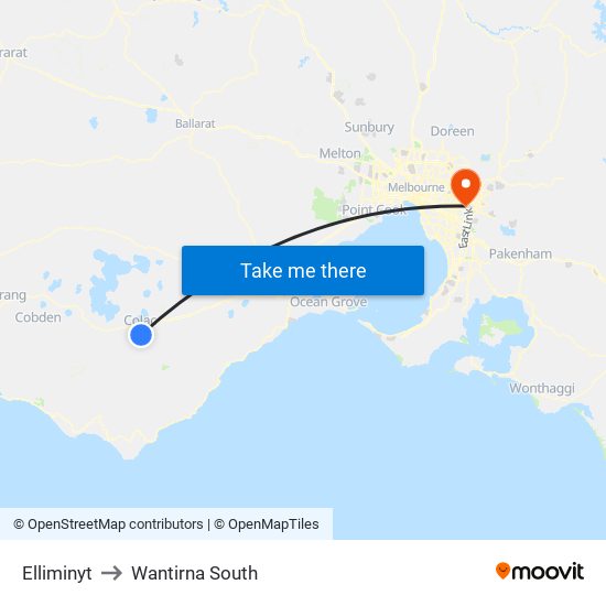 Elliminyt to Wantirna South map