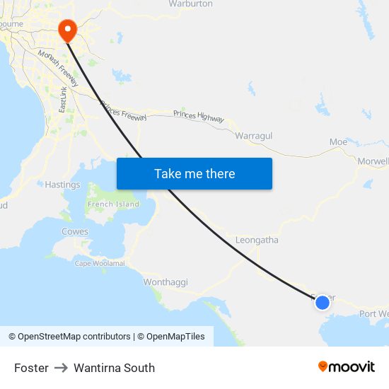 Foster to Wantirna South map