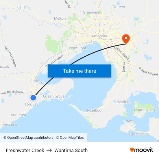 Freshwater Creek to Wantirna South map