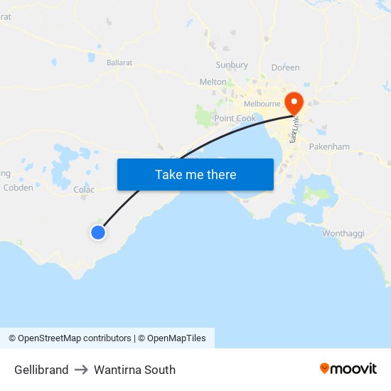 Gellibrand to Wantirna South map