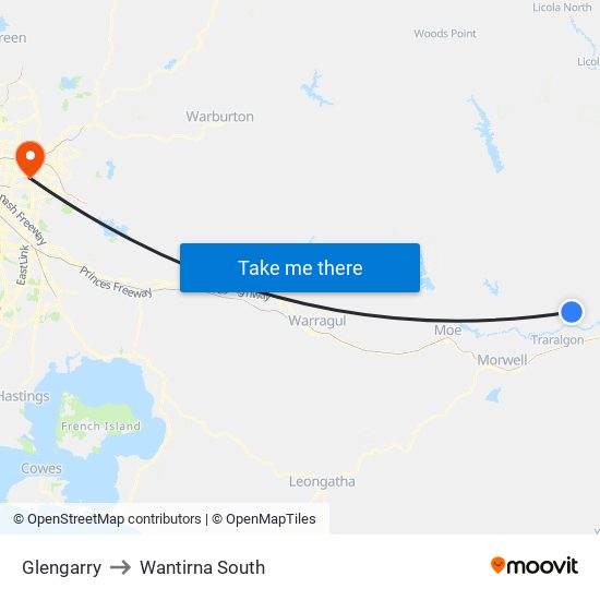 Glengarry to Wantirna South map
