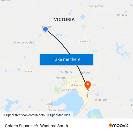 Golden Square to Wantirna South map