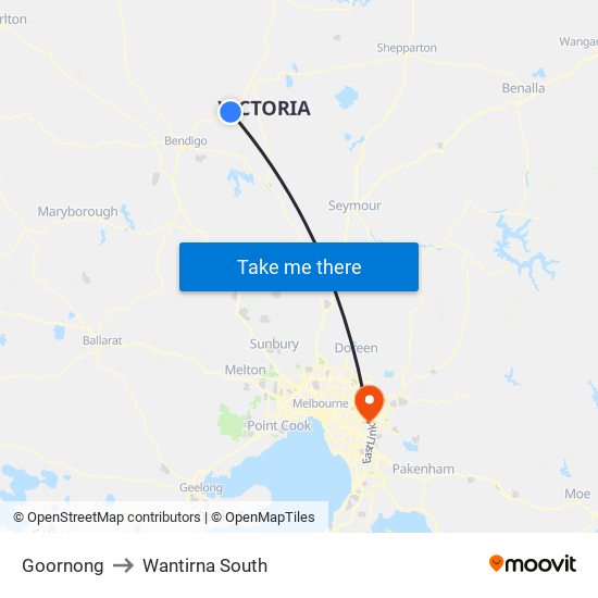 Goornong to Wantirna South map