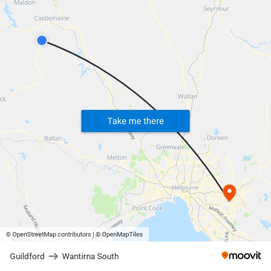 Guildford to Wantirna South map