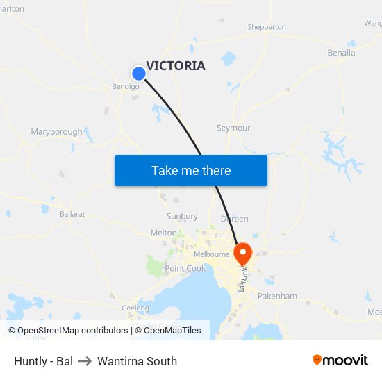 Huntly - Bal to Wantirna South map