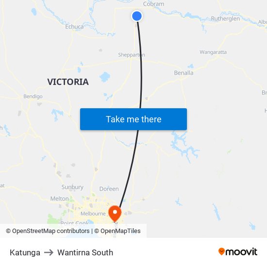 Katunga to Wantirna South map