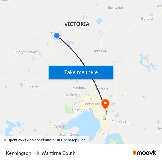 Kennington to Wantirna South map