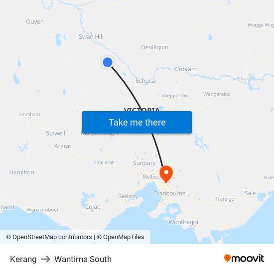 Kerang to Wantirna South map