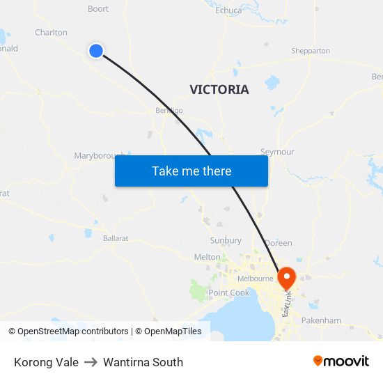 Korong Vale to Wantirna South map