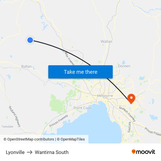 Lyonville to Wantirna South map