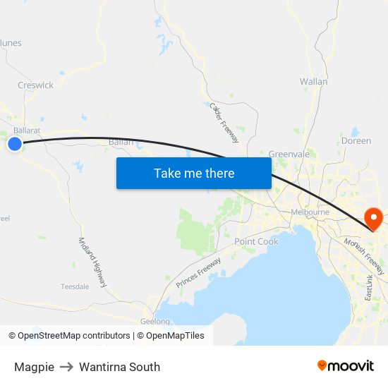 Magpie to Wantirna South map