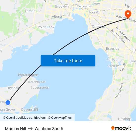 Marcus Hill to Wantirna South map