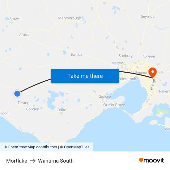 Mortlake to Wantirna South map