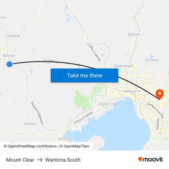 Mount Clear to Wantirna South map