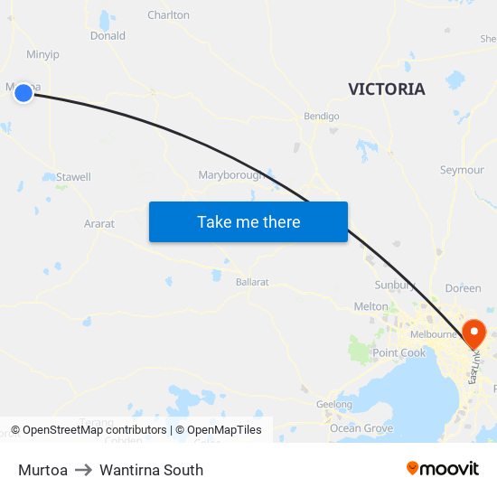 Murtoa to Wantirna South map