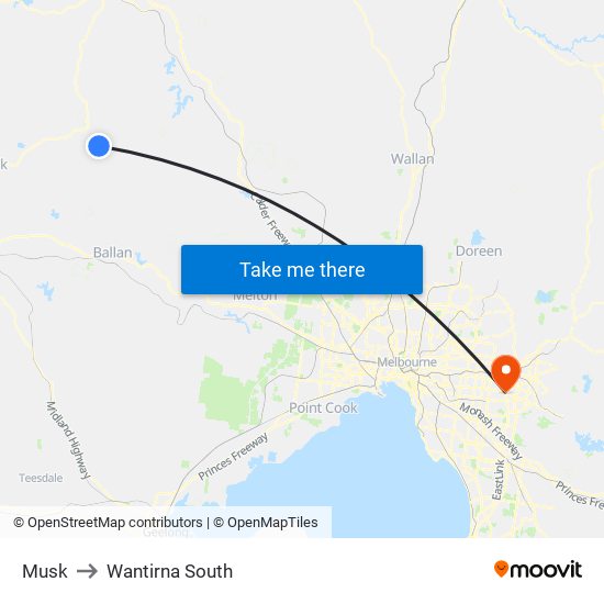 Musk to Wantirna South map