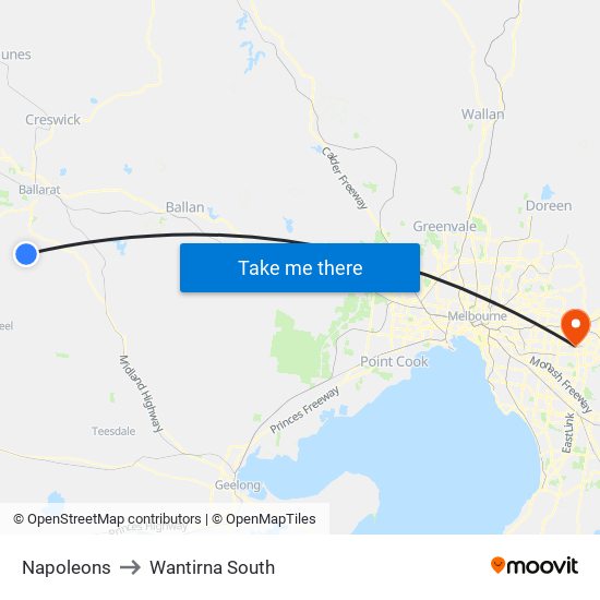 Napoleons to Wantirna South map