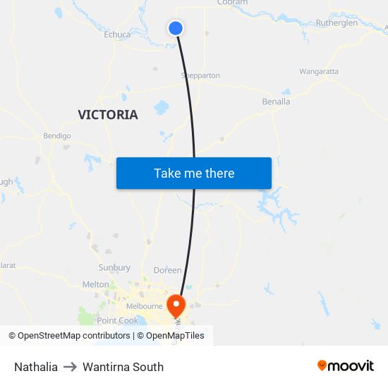 Nathalia to Wantirna South map