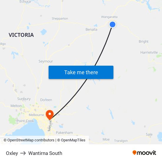 Oxley to Wantirna South map