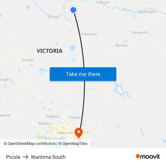 Picola to Wantirna South map