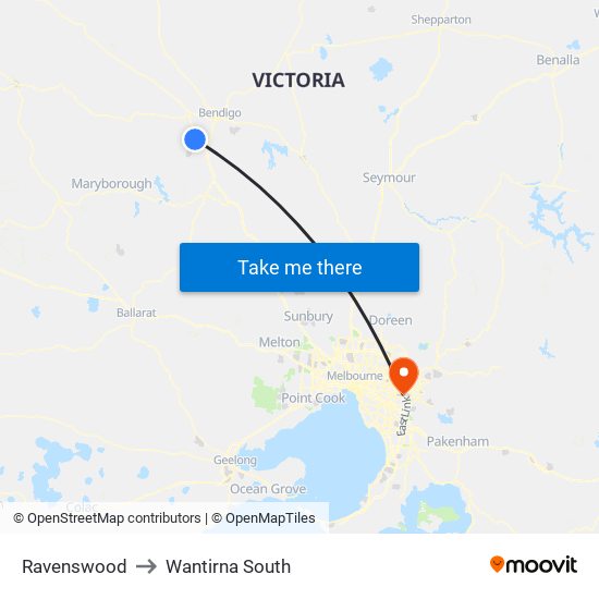 Ravenswood to Wantirna South map