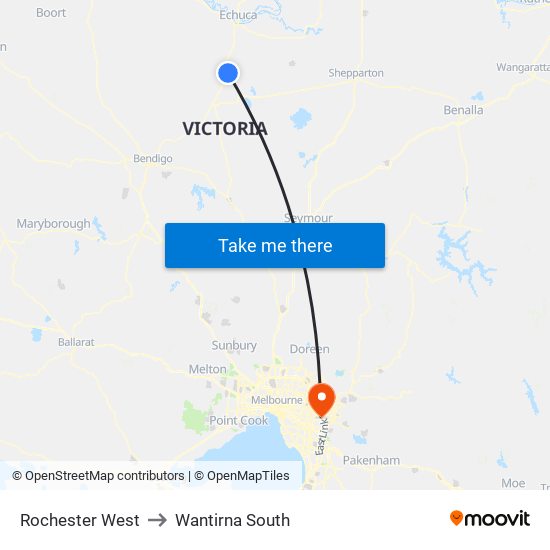 Rochester West to Wantirna South map