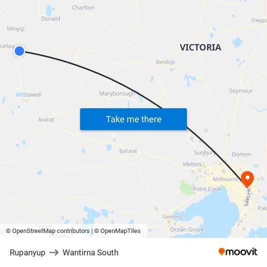 Rupanyup to Wantirna South map