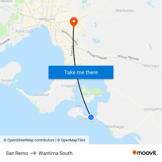 San Remo to Wantirna South map