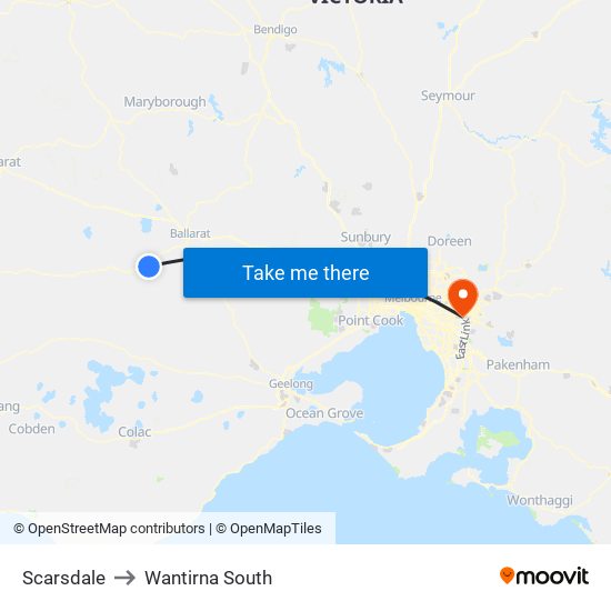 Scarsdale to Wantirna South map