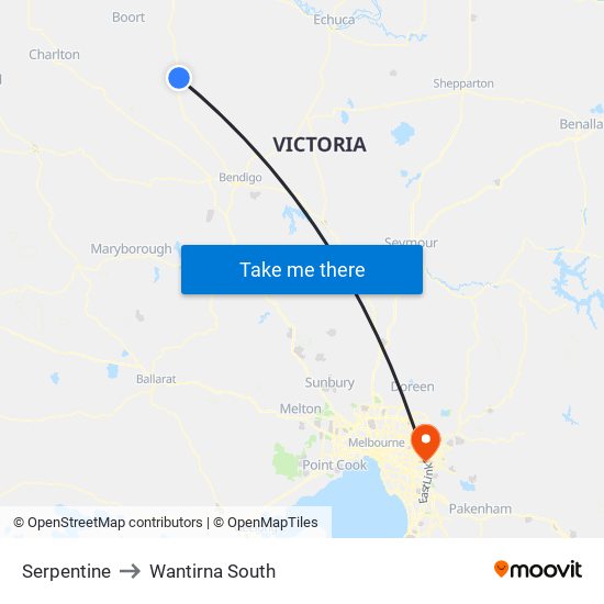 Serpentine to Wantirna South map