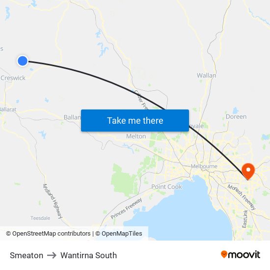 Smeaton to Wantirna South map