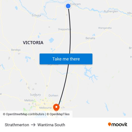 Strathmerton to Wantirna South map