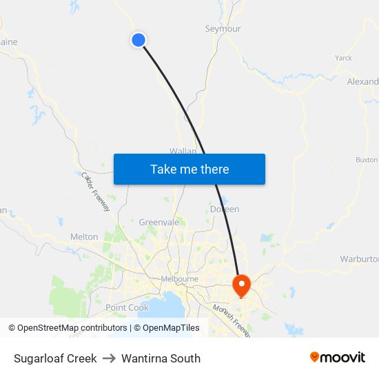 Sugarloaf Creek to Wantirna South map