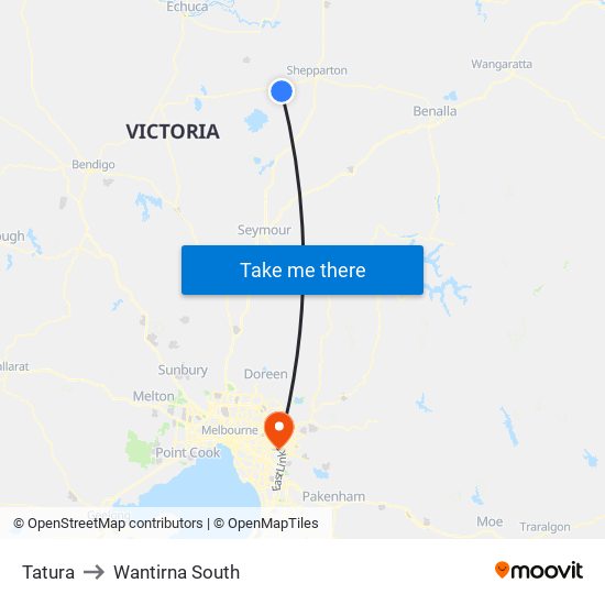 Tatura to Wantirna South map