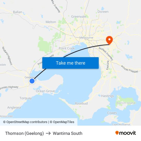 Thomson (Geelong) to Wantirna South map