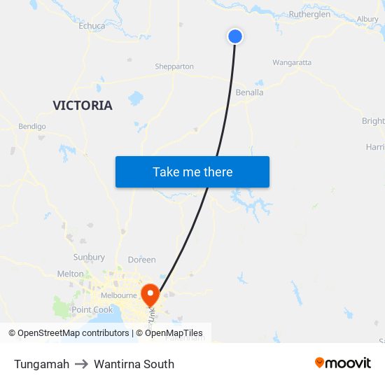 Tungamah to Wantirna South map