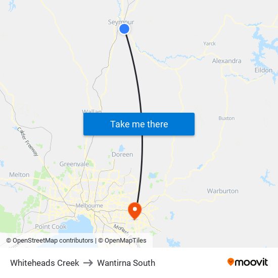 Whiteheads Creek to Wantirna South map