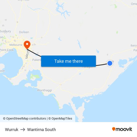 Wurruk to Wantirna South map