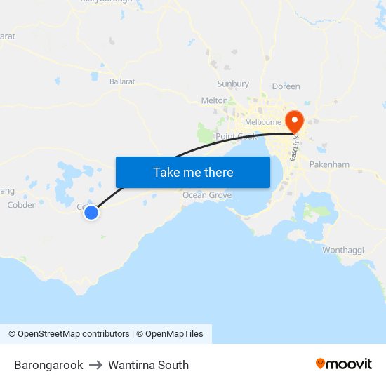 Barongarook to Wantirna South map