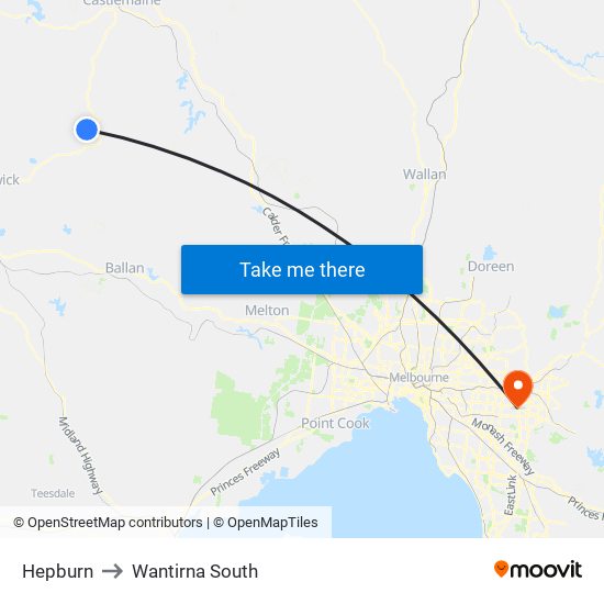 Hepburn to Wantirna South map