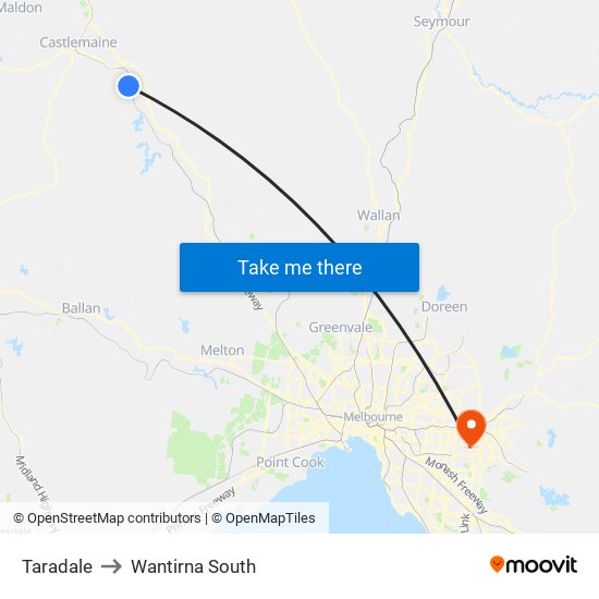 Taradale to Wantirna South map