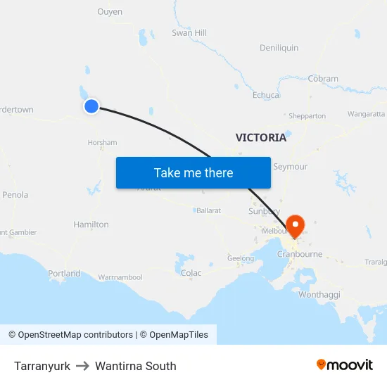 Tarranyurk to Wantirna South map