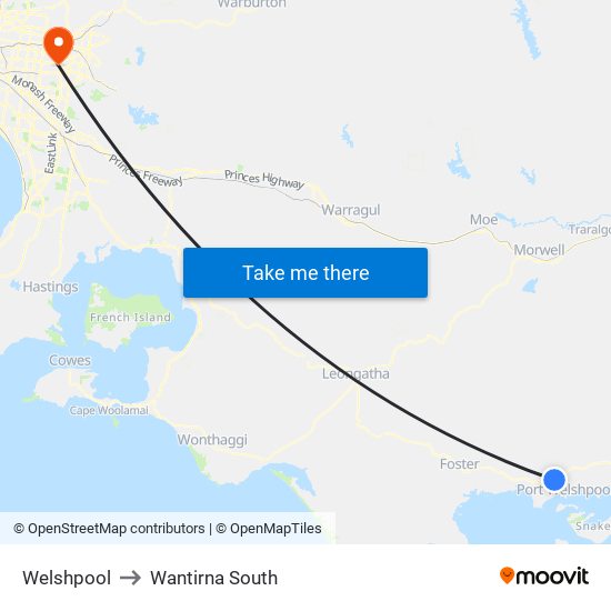 Welshpool to Wantirna South map