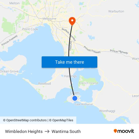 Wimbledon Heights to Wantirna South map