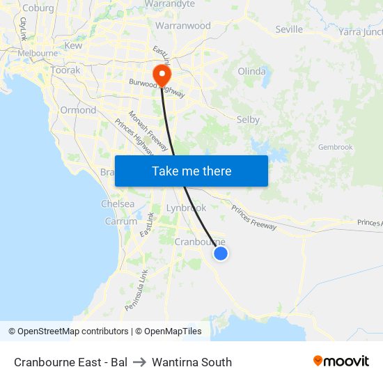 Cranbourne East - Bal to Wantirna South map